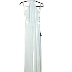 Lulus White Halter Neck Cutout Wide Leg Jumpsuit Small NWT